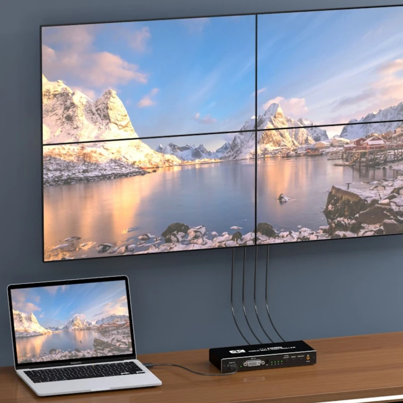 2X2 Video Wall Controller 1080P 4K DVI HD Video Wall Processor 1x2 1x4 1x3 2x1 3x1 4x1 Multi Screen Processor TV Video Splicer