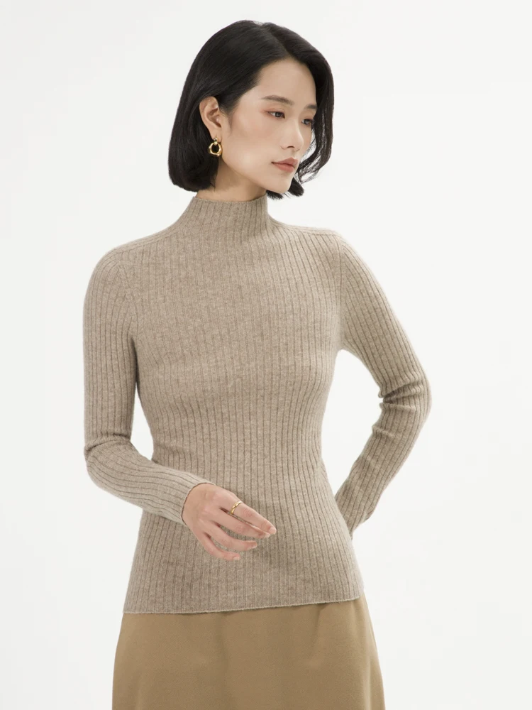 เสื้อสเวตเตอร์แคชเมียร์สำหรับผู้หญิง คอเต่า ลายทาง ดีไซน์หรูหรา ทรงเข้ารูป ผ้าถักลายแจ็คการ์ดไร้รอยต่อ ผลิตจากแคชเมียร์แท้ 100% สำหรับฤดูใบไม้ร่วงและฤดูหนาว