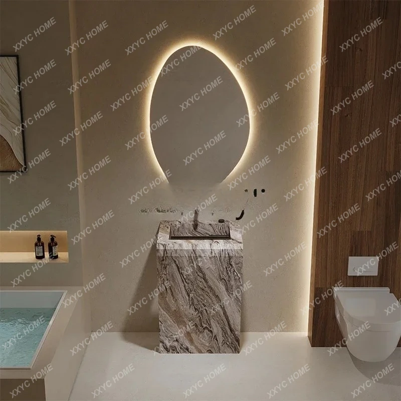 

Вилла травертин каменная плита колонна раковина стеклянная прозрачная уличная раковина для двораEsmt163