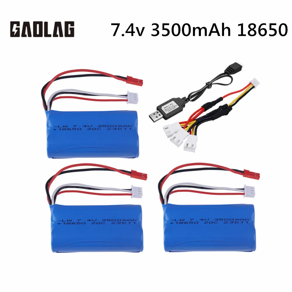 2S 7.4V 3500mAh Lipo Battery and USB Charger For HuanQi 957/948/848B/827B/823/955/956/957/948 MJX F45/T55 RC Toys Boat Parts