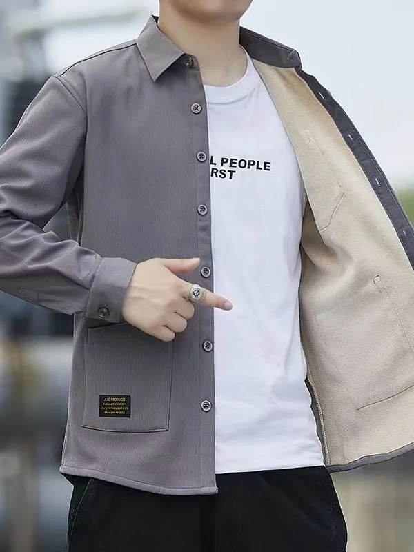 

Thiened Fce Lined Winter irt Повседневная мужская длинная рабочая одежда из полиэфирного волокна Противоизносная теплая верхняя одежда с кетами