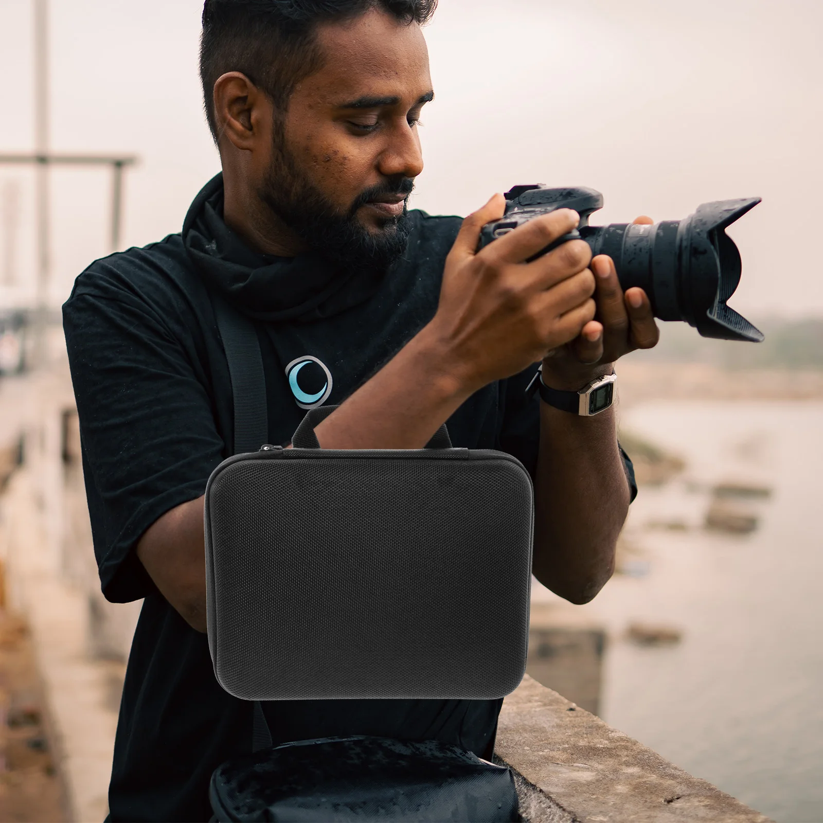 

1pc Small Bag Outdoor Portable Travel Camera Case Lightweight Hard Shell Pouch For Photography Hiking Cycling Zipper Camera Bag