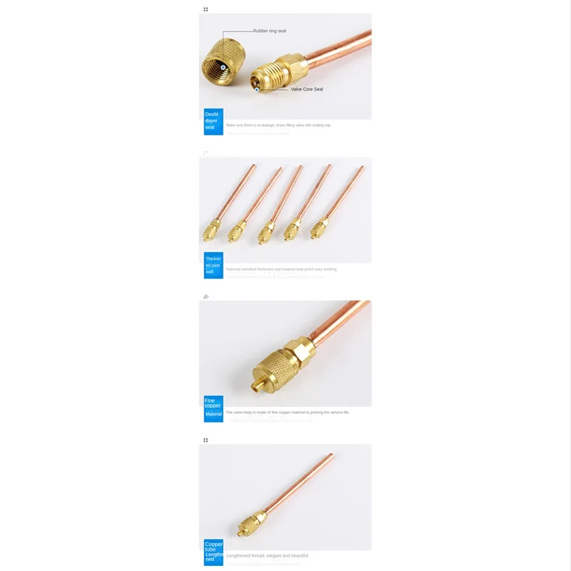 A20M 10Pcs Access Valve 1/4 inch SAE 1/4 inch OD 2.755 inch Stem Strong Core AC Air Conditioner Refrigeration Access Valve