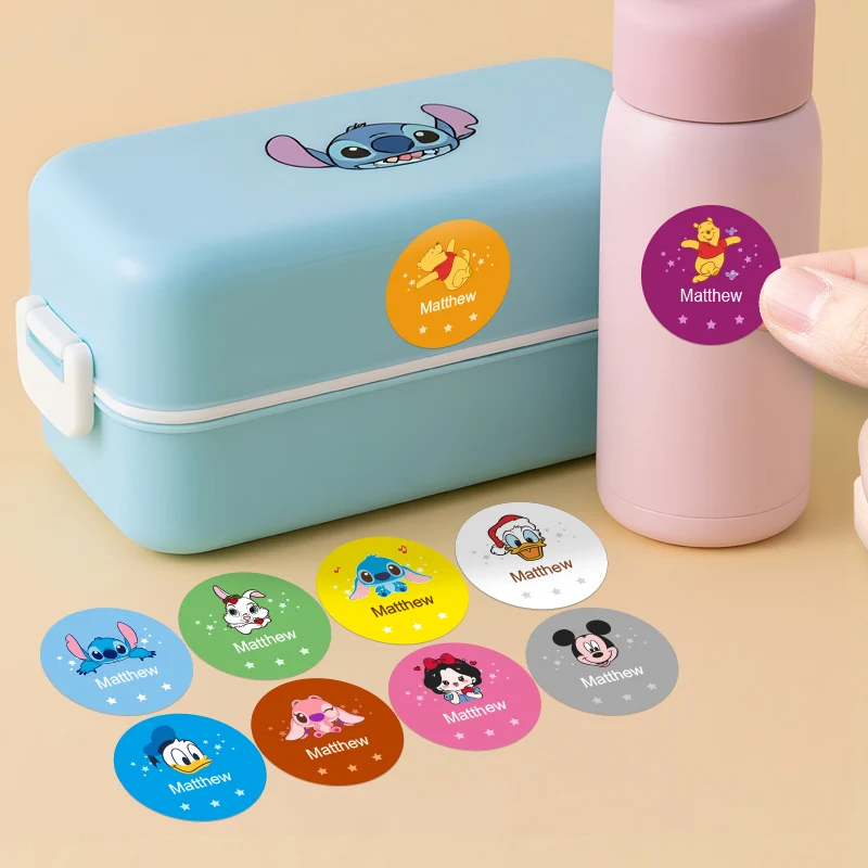 ป้ายชื่อสั่งทำลายสติทช์จากดิสนีย์ ดีไซน์กันน้ำ- สติ๊กเกอร์สีสันสดใสสำหรับอุปกรณ์การเรียน ของขวัญคริสต์มาส