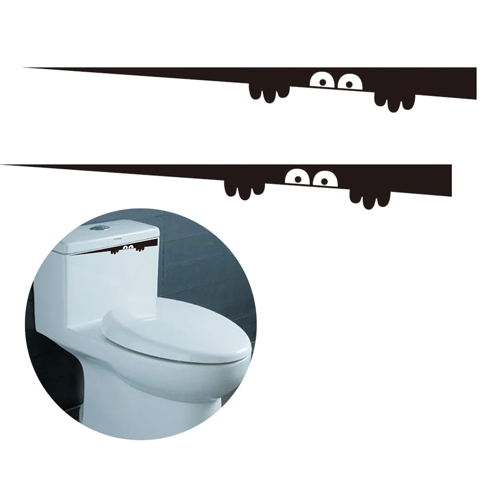 

2 pcs Toilet Stickers Waterproof Removable Bathroom Decor Wall Decals Funny Design for Home Office Bedroom Living Room Smooth