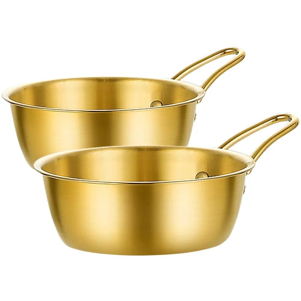Cuencos coreanos para vino de arroz, cuencos ligeros de acero inoxidable con asa para el hogar, restaurante, sopa, ramen, servicio de vino caliente, 2 uds.