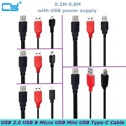 2 w 1 USB2.0/type-c/type-b/Micro/Mini y-splitter z zasilaczem Usb do skanera, drukarki zewnętrzny dysk twardy