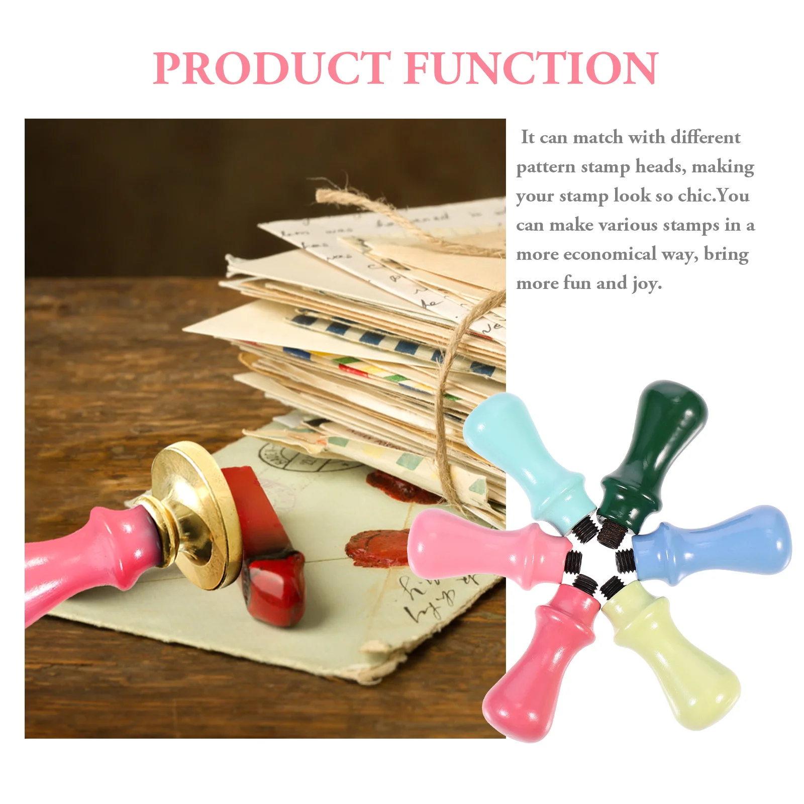 

6Pcs Wax Seal Stamp Handle DIY Crafts Accessory Set Universal Replacement Long Life Easy to Use Stylish Design