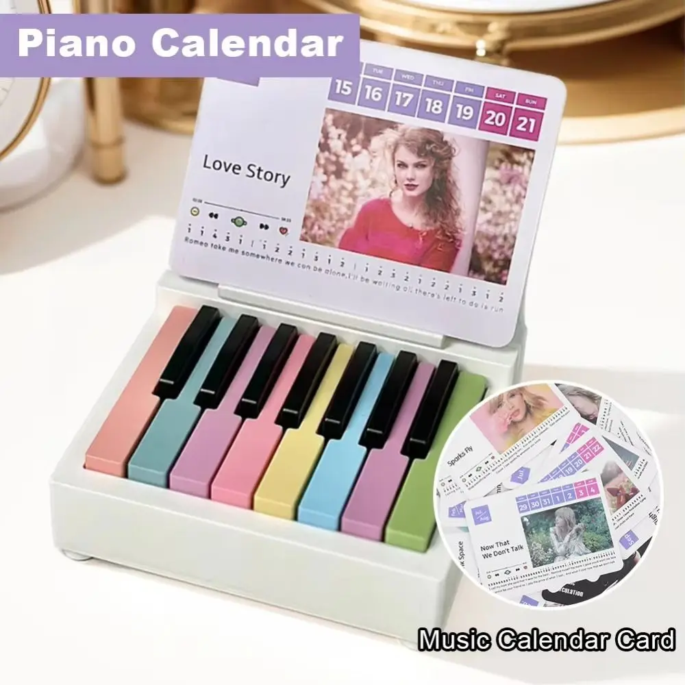 

2024 27 Music Calendar Cards Taylor Piano Calendar 52 Songs Portable Desktop Ornaments ABS Mini Peripheral Ornaments