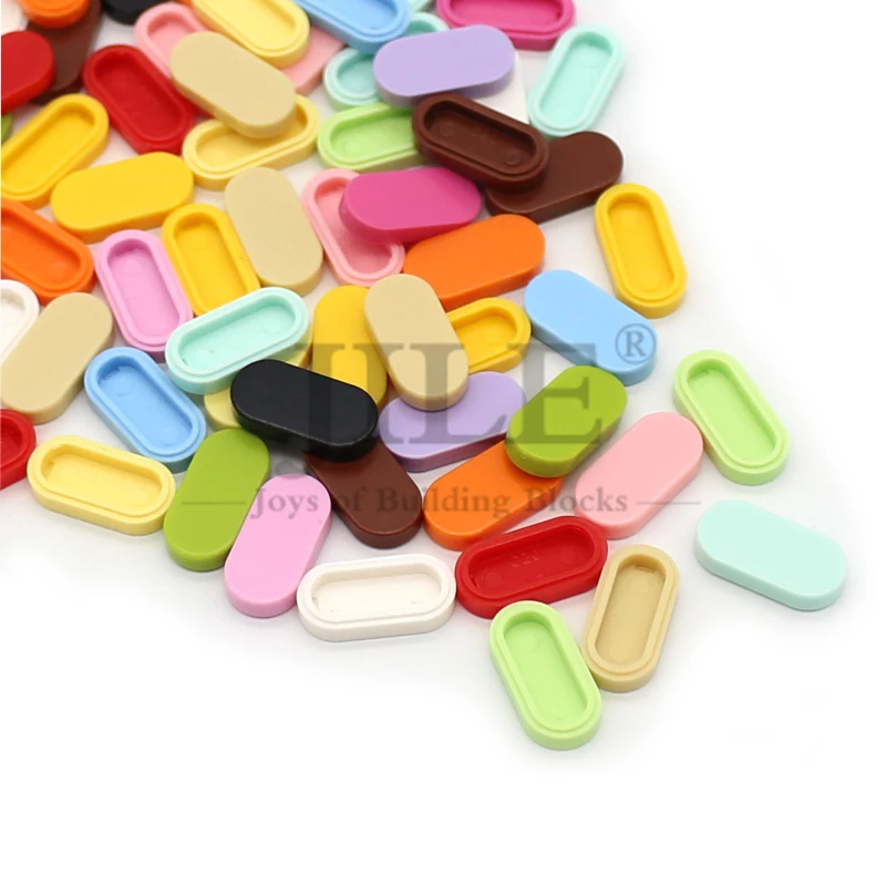 50 Stück Moc 1126 Fliesen Rund 1x2 Oval Elliptisch Pillenförmig Bausteine Klassisches Zubehör Kompatibel mit Bausteinen Konstruktion DIY Spielzeug – Detail 1
