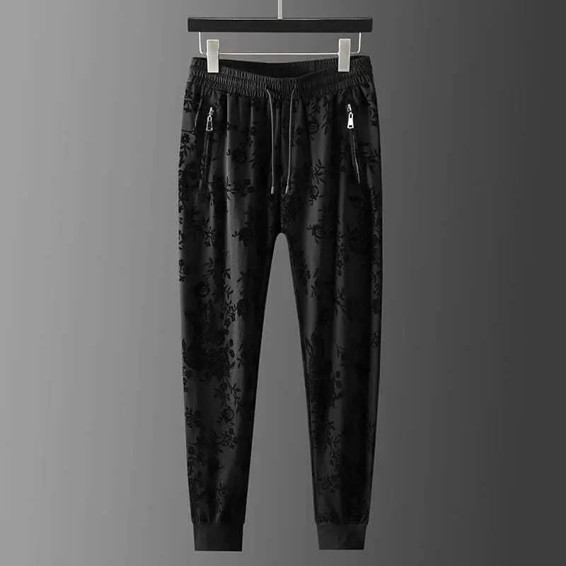 Men's Clothing Spring and Autumn Sports Casual Trousers suit Short-sleeved Fashion Printed Two-piece Set