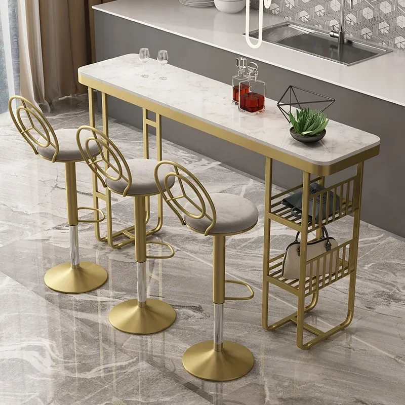 Nordic Gold Metal Bar Chair Furniture for Home Light Luxury Cafe Restaurant Counter Bar Stool Designer Lift Swivel High Stool