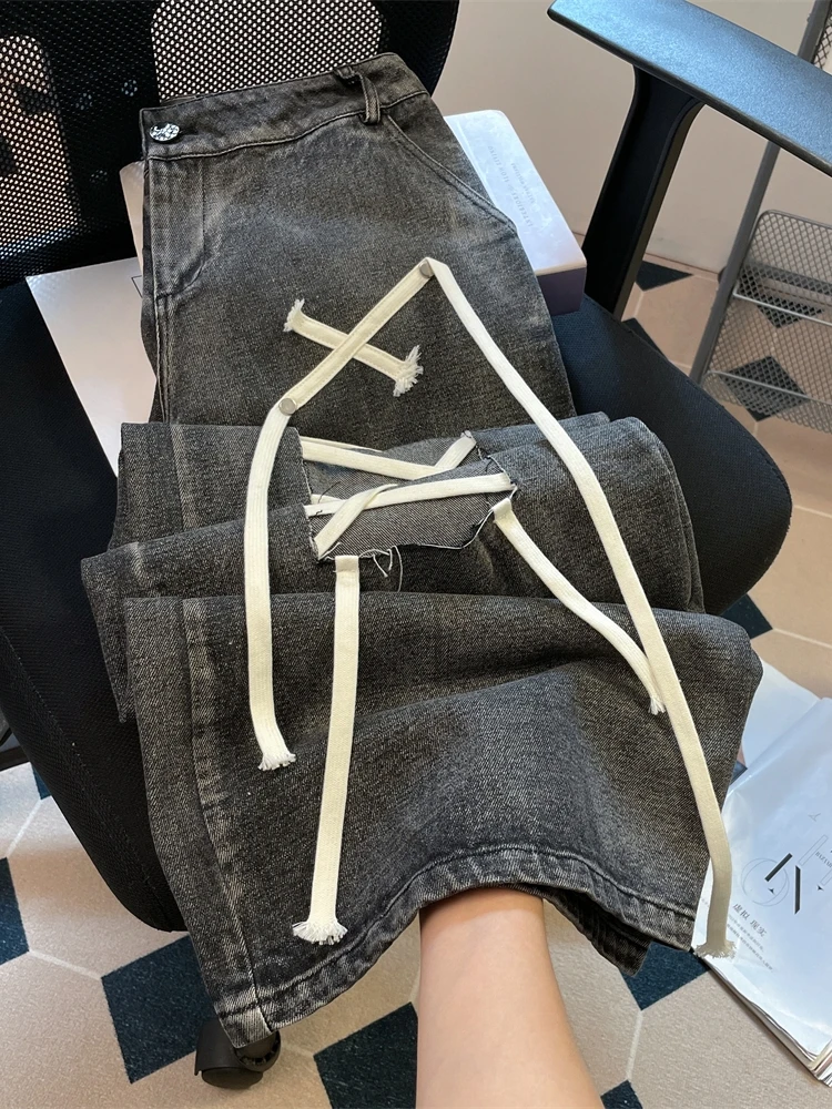 Jean taille haute à jambes larges pour femmes, pantalon en denim baggy surdimensionné, mode hip-hop, streetwear vintage, petit ami surintendant, Y2K, 2024