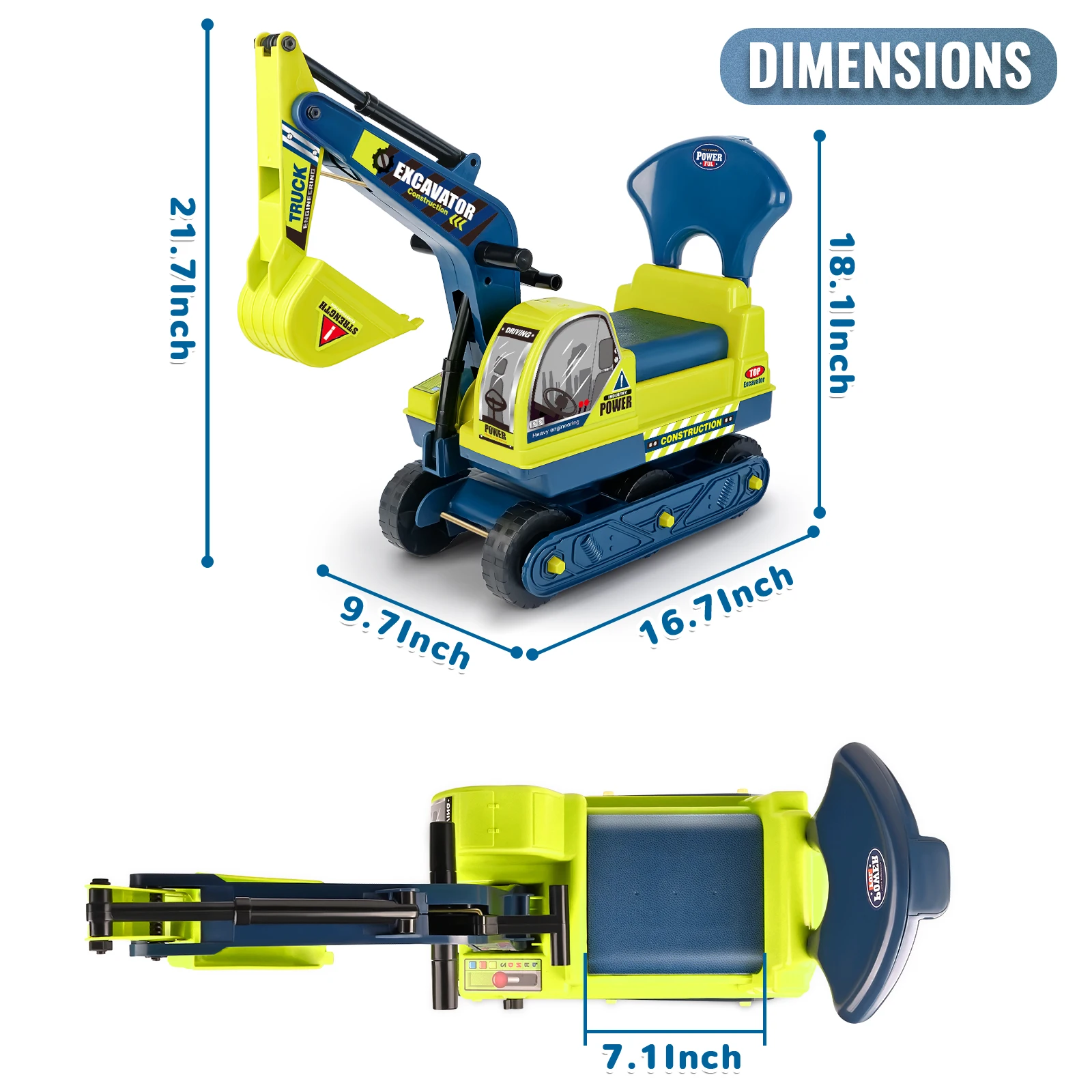 Ride-on Excavator Toy, Christmas Gift.