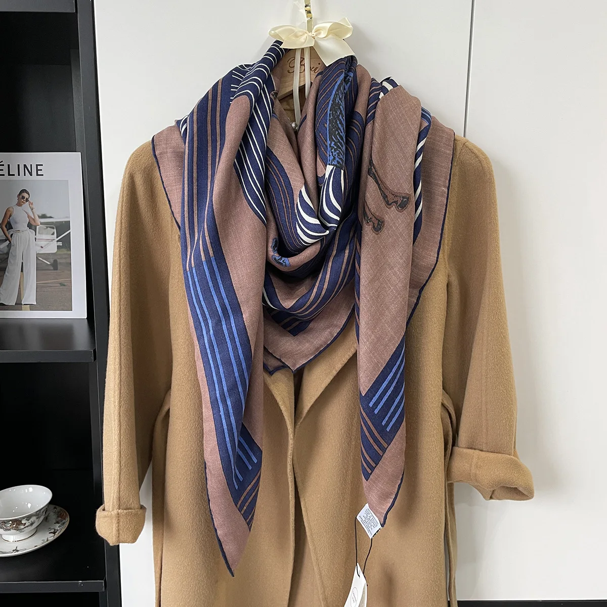 Brown Color Cashmere Silk Scarf Designer Herm Hand Rolled Edges Shawls Hijabs Winter Accessories Keep Warm Pashmina Stole 140