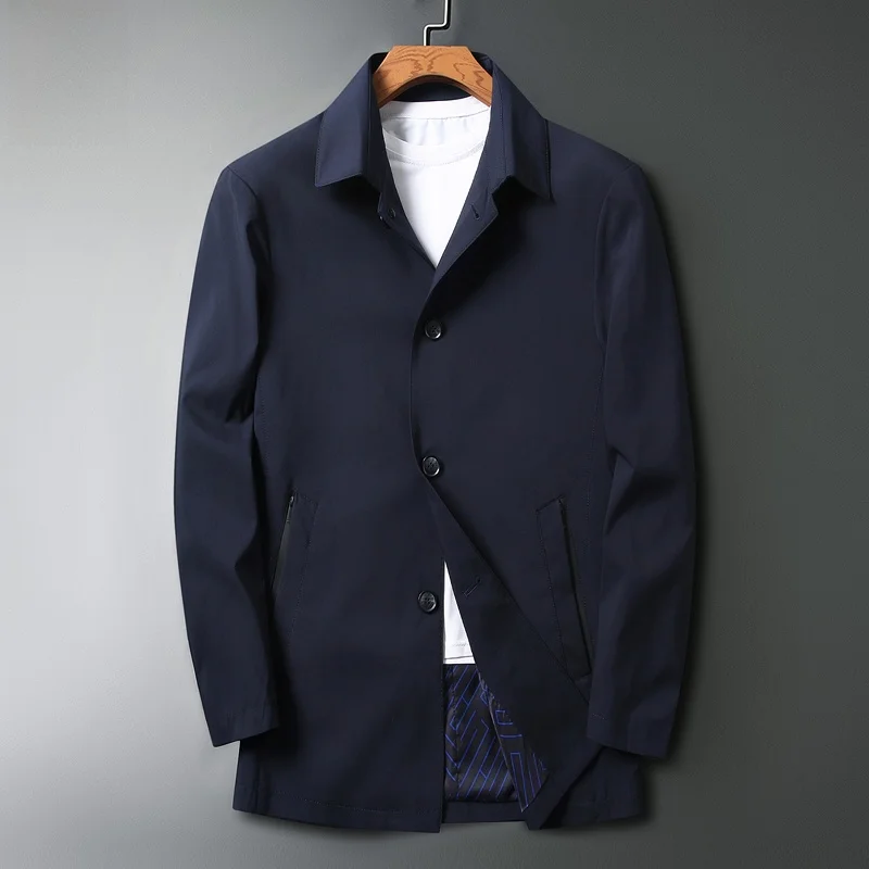 

Paul 2025 Spring New Men's ort Thin Coat Collar Button Dad Sle Casual Busin Polyester Fiber Stand Fit Windbreaker