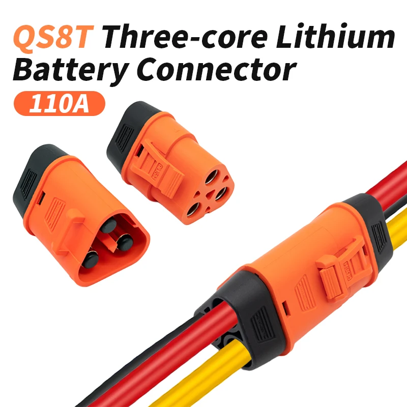 

QS8T 110A Connector with Sheath 3Pin Male Female Heavry Current Plug Lithium Battery Charging Connectors for Model Airplane