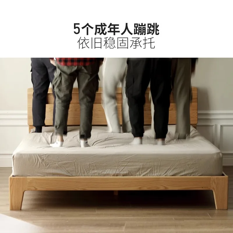 Letto in legno massello luminoso 1.8 letto nordico in rovere, moderno e semplice letto matrimoniale da 1,5 metri per camera da letto principale