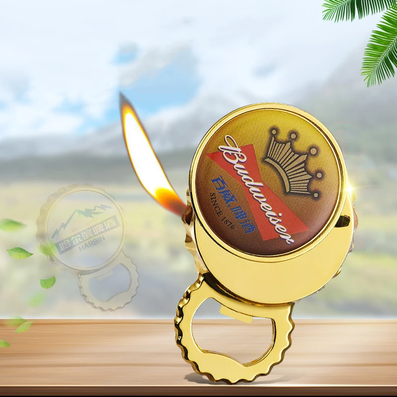 

Multifunctional Beer Bottle Opener Lighter Metal Gas Open Flame Portable Unusual Creative Lighter Cool Little Tool for Men