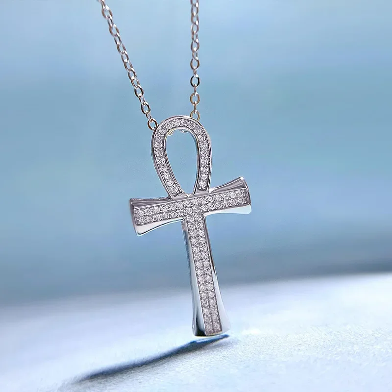 SpringLady Simulated Moissanite Diamond Necklace 925 Sterling Silver Party Wedding Pendants Necklaces For Women Jewelry