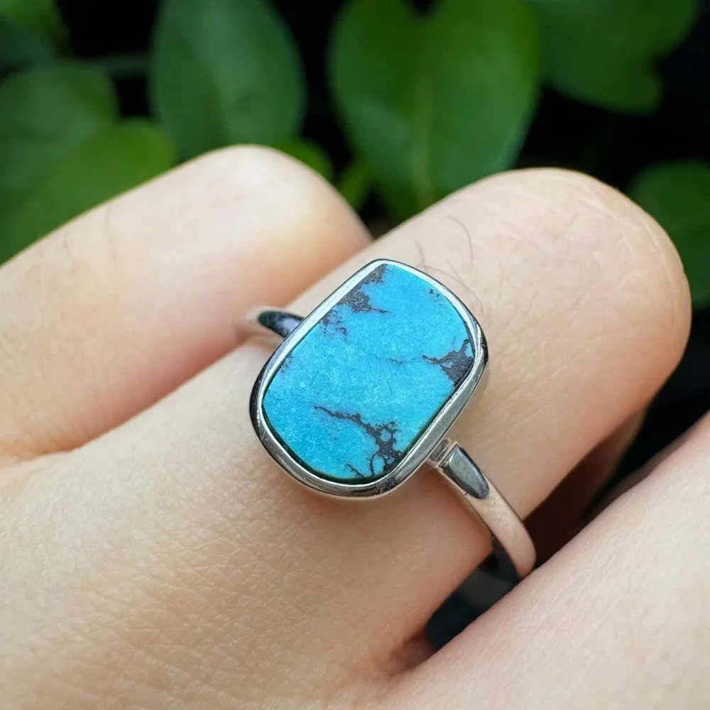 S925 Natural Kallaite Ring Crystal Polishing Aura Jewelry Trendy Creative Women Party Gift Fashion Holiday Gift