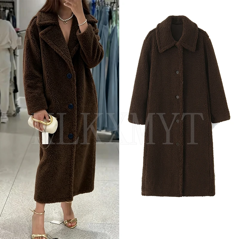 

2025 зимнее женское модное пальто из искусственного флиса, женская элегантная толстая теплая куртка, пальто с длинными рукавами, шикарная повседневная новая верхняя одежда ﻿ ﻿