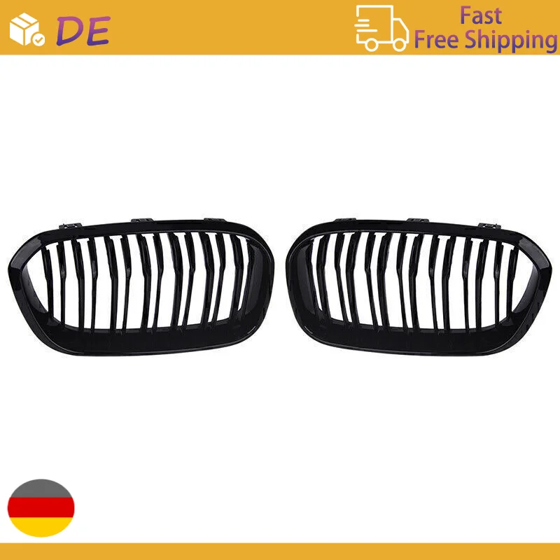 Griglia anteriore a doppio rene nera lucida, griglia da corsa di ricambio per BMW Serie 1 F20 F21 LCI Facelift 2015‑2018 Hatchback