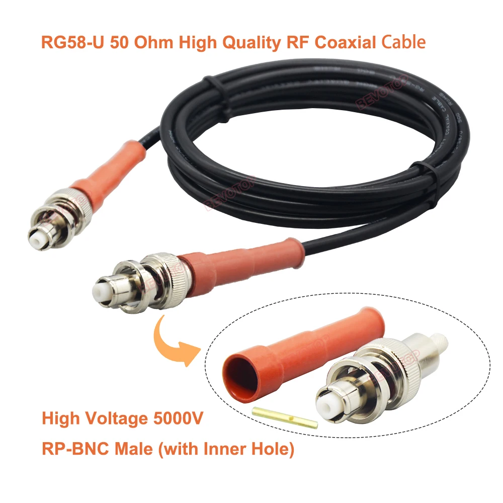 RG58U 5000V SHV RP-BNC Male to RPBNC Male Jack 5KV High Voltage Power Audio Cable RG58-U High Quality RF Coaxial Jumper Pigtail