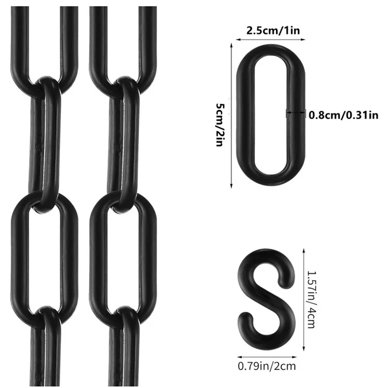 Plastic Chain, Durable Plastic Safety Chain Barrier with Hooks for Crowd Control, Driveways, Queue Line and Construction Sites