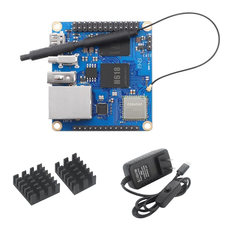 ATP-For Zero 3 Development Board 2GB+Heat Sink H618 WiFi5+BT 5.0 For Android 12 Debian12 Ubuntu22.04 US Plug