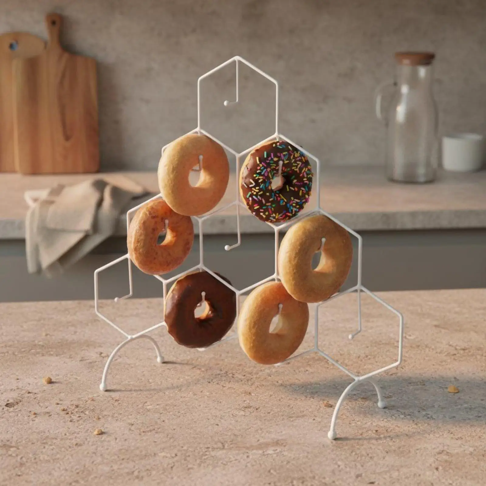 Sturdy Dessert Stand for Donuts Pastry Display Rack Wrought Iron Honeycomb Holder