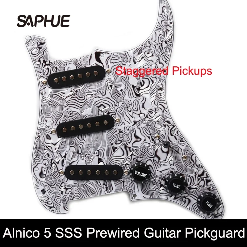 

Alnico 5 SSS Prewired Guitar Pickguard Loaded Pickguard Staggered Pickups 48/50/52mm for FD ST Guitar 9 Colors Choose