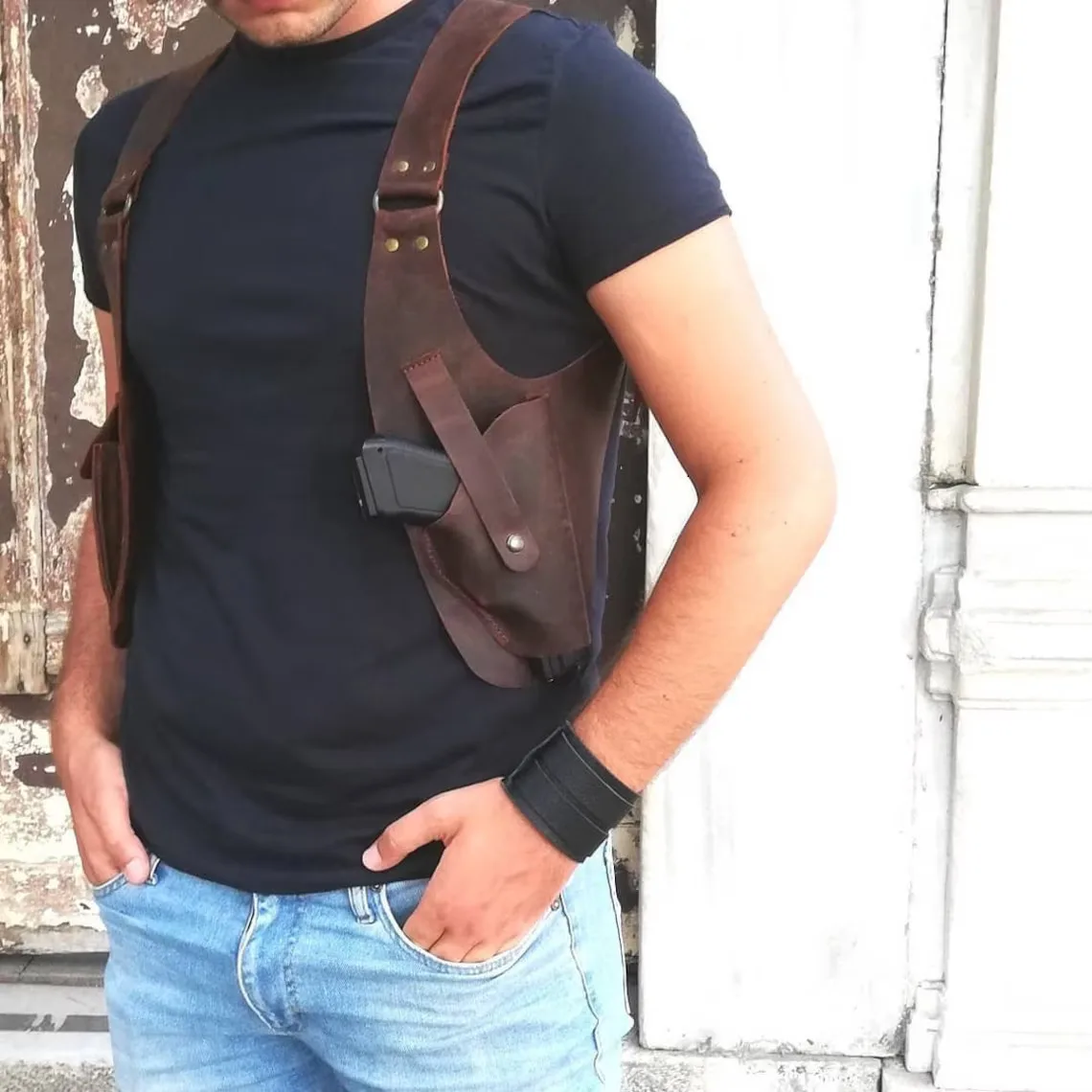 

This Product Only Contains Holsters Excluding Toy Gun Models Retro Medieval Renaissance COSPLAY Armpit Bag