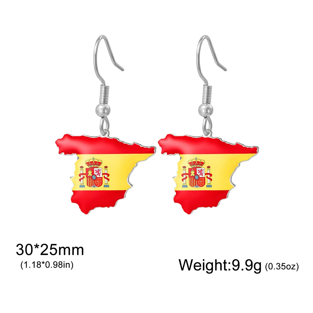 Eueavan Spanien-Kartenflaggen-Ohrringe für Frauen, Edelstahl, UV-bedruckt, geografische Spanien-Hängeohrringe, ethnischer Schmuck, Geschenk – Detail 7