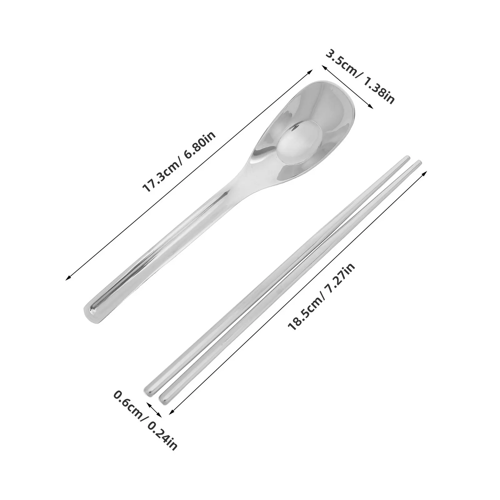 1Set Portable Cutlery Set Stainless Steel Asian Flatware Square Head Spoon Long Handle Chopsticks Outdoor Travel Camping Lunch view 2