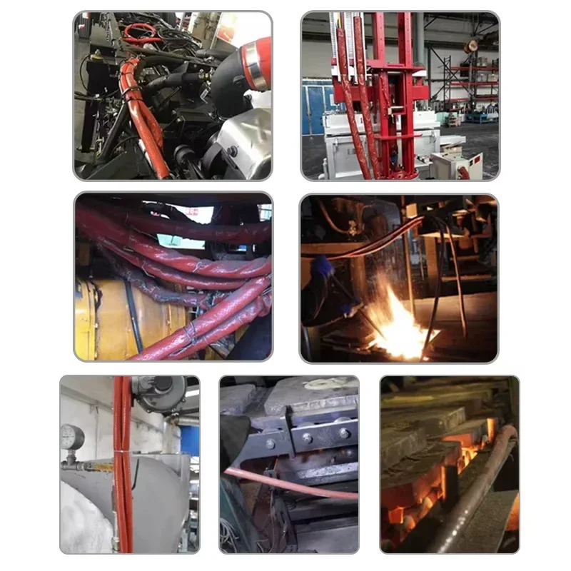 High Temperature Resistant Fiberglass Tube 4/6/8/10/15/20/25/30/35mm Silicone Resin Coated Glass Fiber Braided Fireproof Sleeve