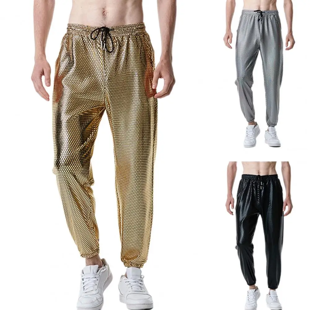 

Summer Straight Men's Loose Thin Section Drape Ice Silk Pants Wide Leg Sports Pants Casual Pants Retro Disco Club Trousers Party