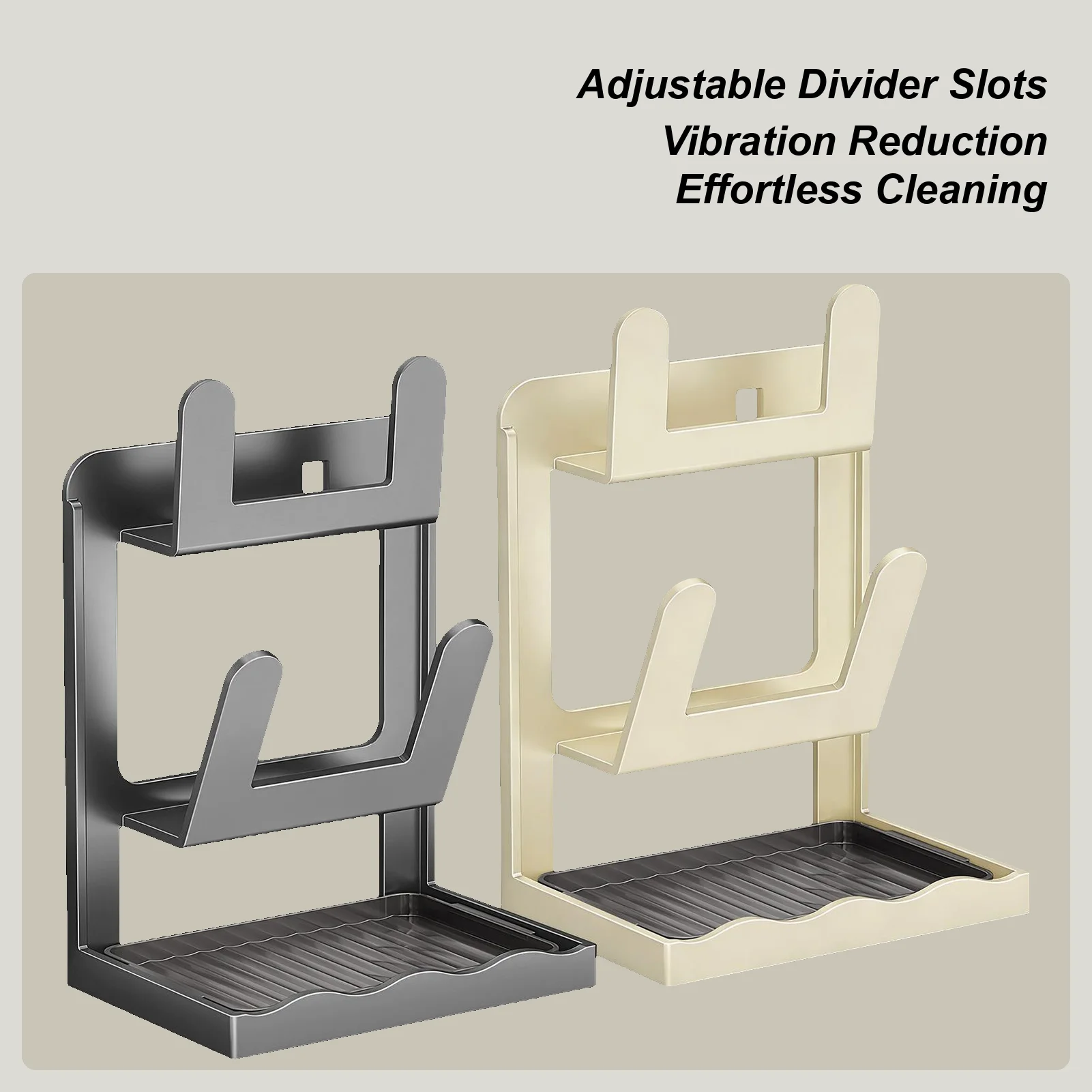 

Двухслойный органайзер для крышки кастрюли, кухонный вертикальный держатель для крышки кастрюли с поддоном для капель, компактная стойка для кастрюли из углеродистой стали