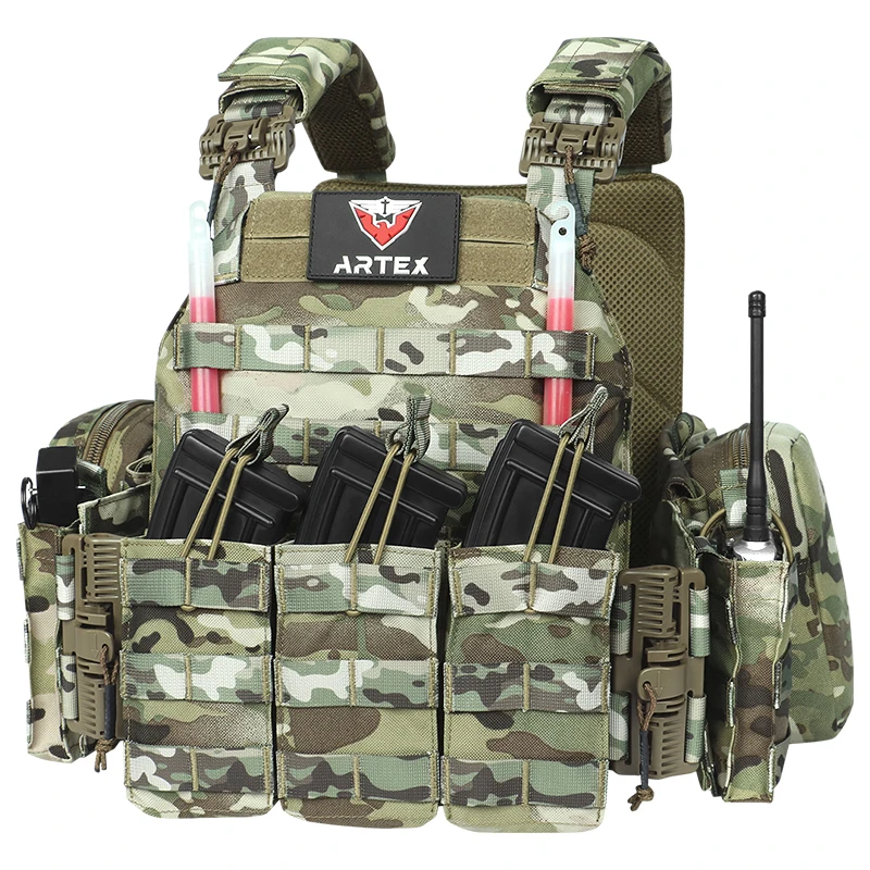 Tactical Vest with Triple Magazine Pouch, 1000D Nylon Fabric, Quick Release, 6094K, Hunting, Airsoft Combat Accessories