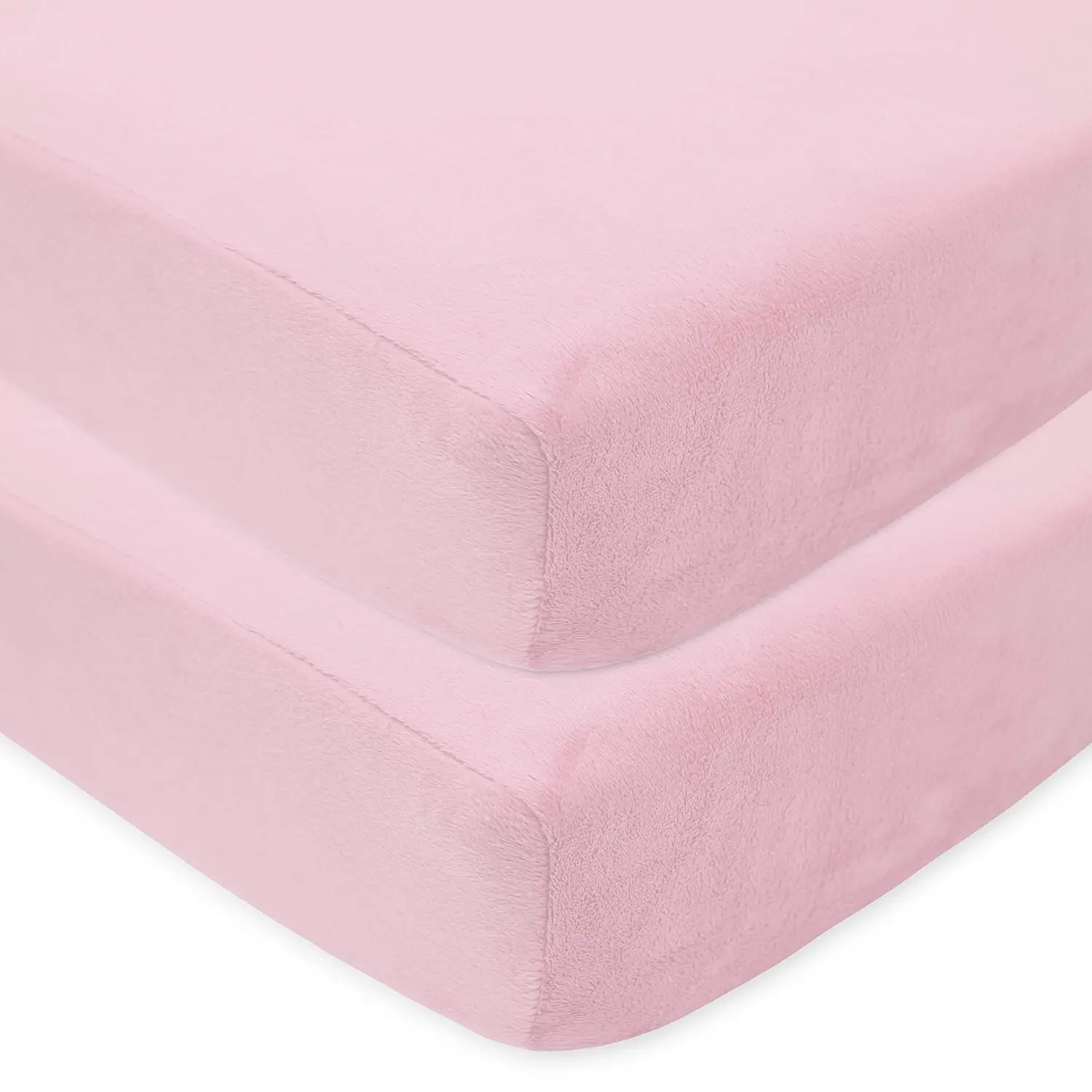 

2 Pa Heavenly Soft Chenille Fitted Crib Sheet 28"" X 52"", Warm And Cozy Neutral Chenille Sheet, Pink, For Boys And Girls, Fits