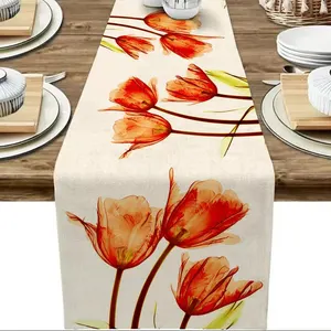 Tulip Linen Table Runner, Farmhouse style, dining table decoration, interior and outdoor, 13x7 0 inch 8 Main Sales Table Path - №6