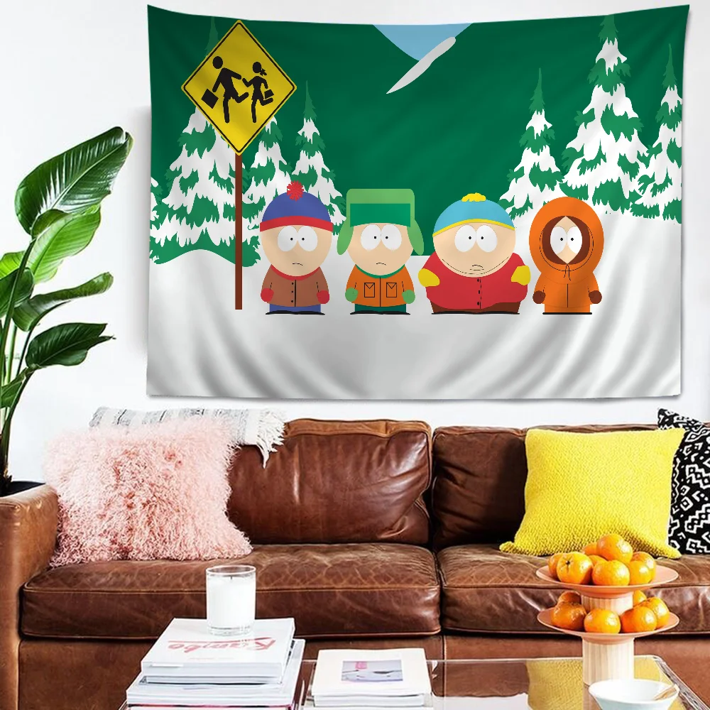 S-South-Park Anime Tapestry Hippie Flower Wall Carpets Dorm Decor Cheap Hippie Wall Hanging