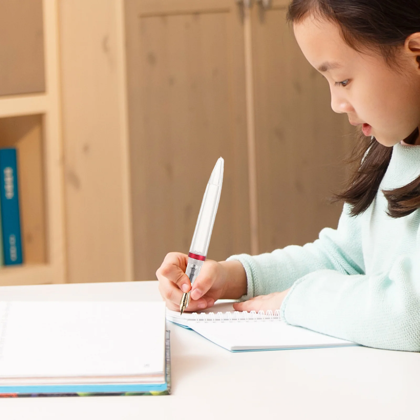 Large Capacity Fountain Pen 0.5Mm Fine Nib Clear Acrylic Body Refillable Liquid Ink For Sketching Drawing Journaling Office