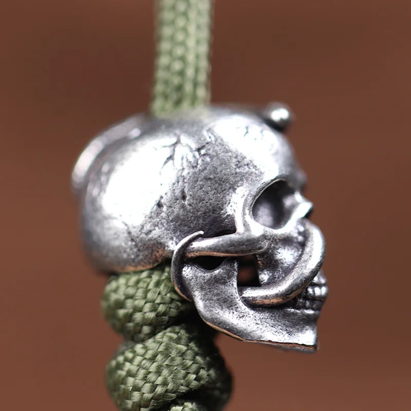 بيثون رأس جمجمة ثعبان سكين من النحاس الأصفر حبة ، EDC ملحقات Paracord في الهواء الطلق ديي ، المنسوجة الحبل قلادة المجوهرات ، سحر سوار فاتن #4