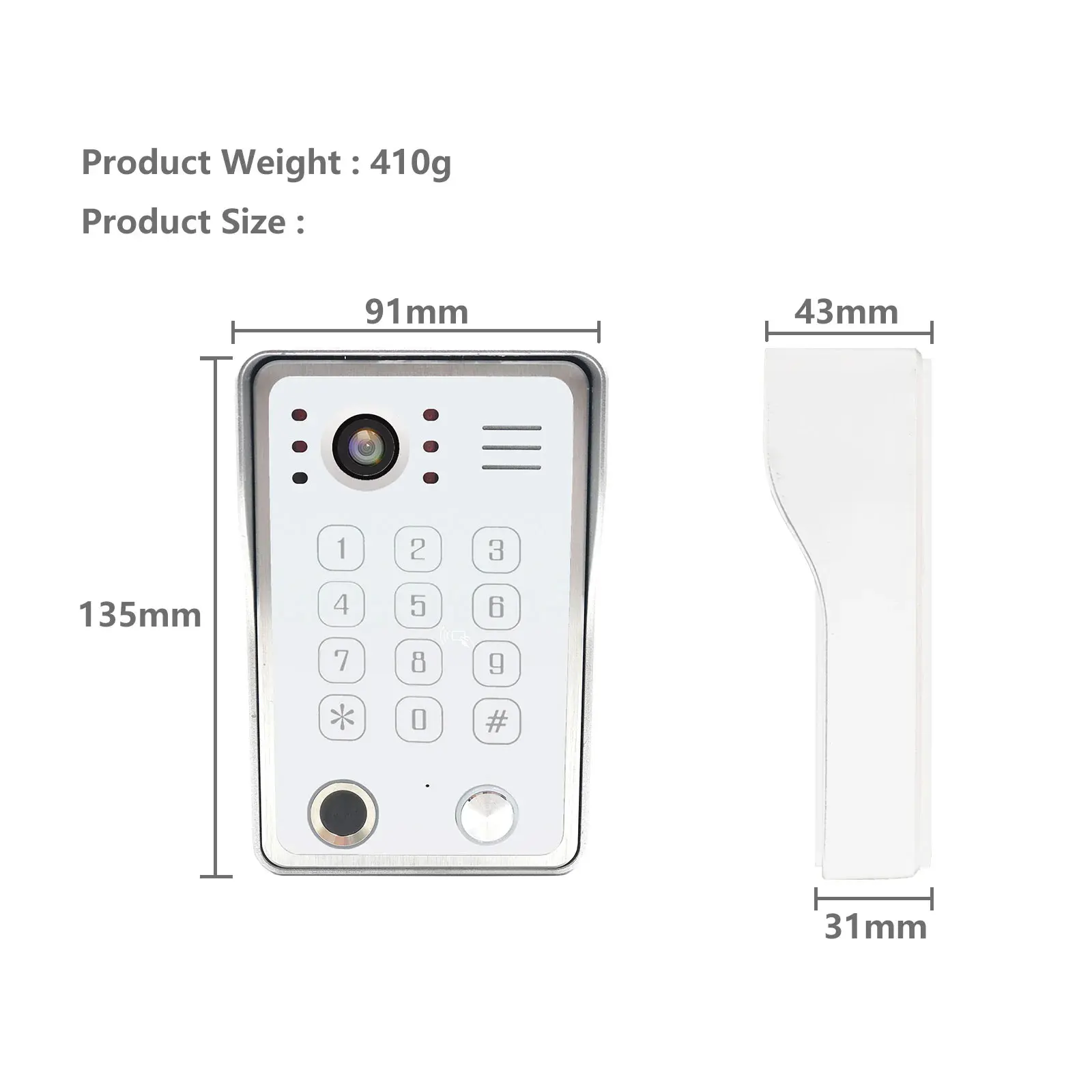 Intercomunicador 3 en 1 con huella dactilar, tarjeta IC, contraseña, desbloqueo, timbre, vídeo para el hogar, 1080P, 148 °, vista amplia, protección de seguridad