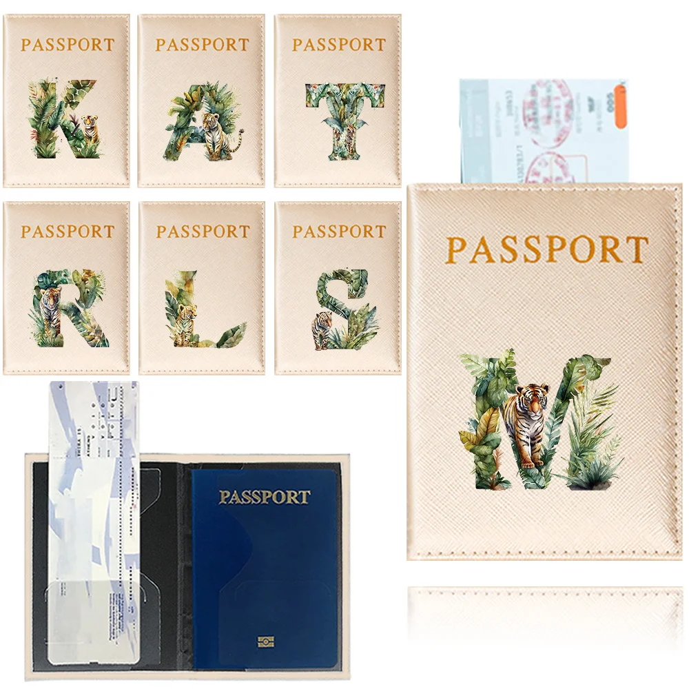 

Fashion Women Passport Cover Jungle Tiger Letter Print Girls Boys ID Card Holder Travel Ticket Passport Case Travel Accessories