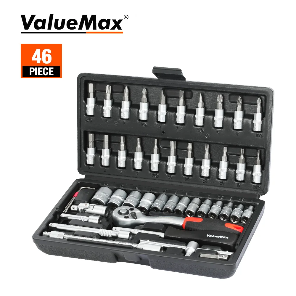 ValueMax 46pcs Car Repair Tool Set Mechanic Tool Kits Screwdrivers Ratchet Spanner Wrenches Sockets