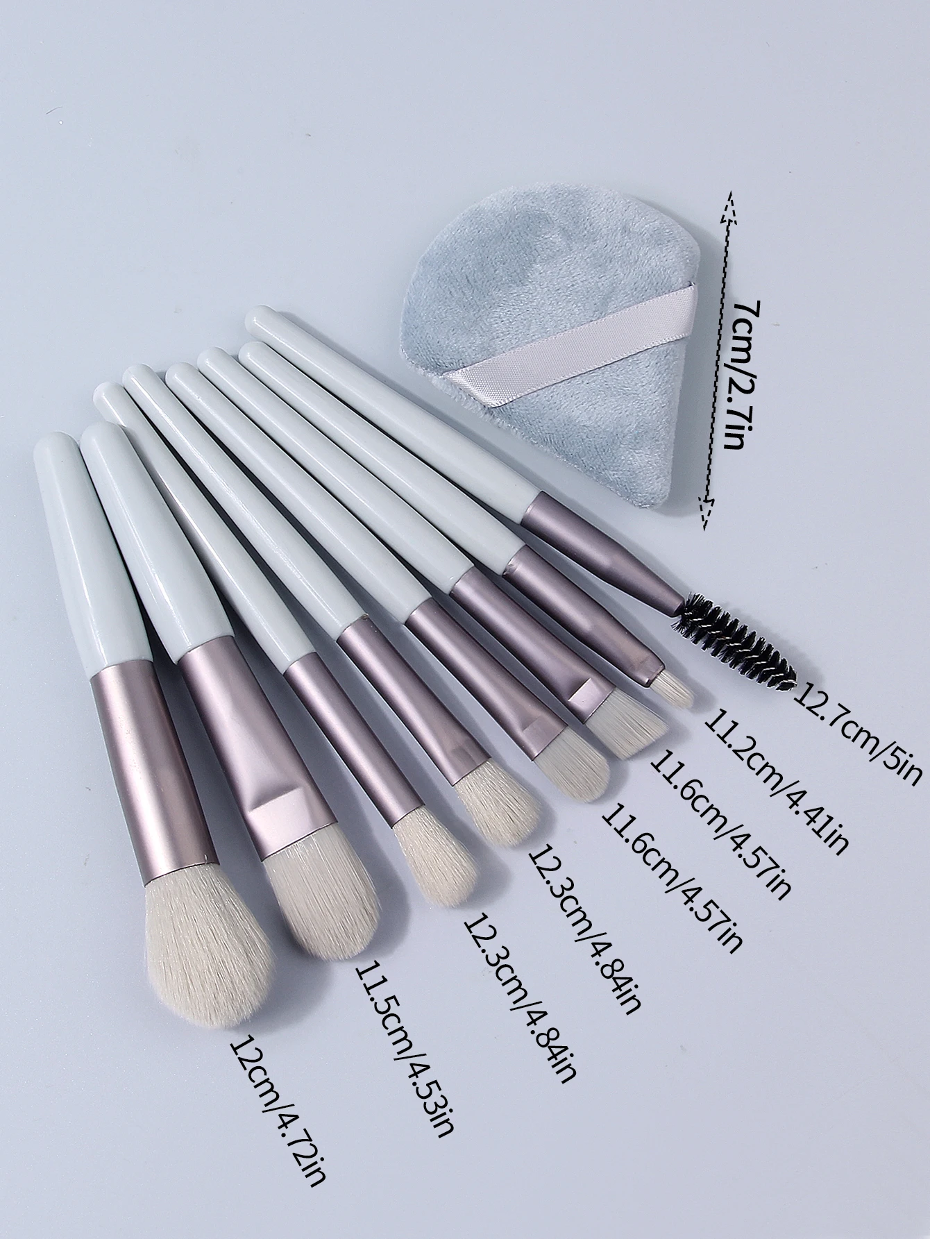 9 PCS Makeup Tool Set, Foundation Powder Blush Eyeshadow Eyebrow Brushes, Triangle Powder Puff, Makeup Tools for Beginners
