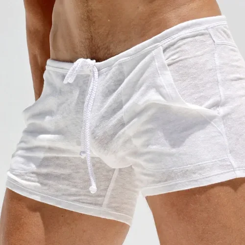 Imagen 2 del producto Pantalones deportivos para hombre con estampado interesante y personalidad de Hip-hop callejero de verano, pantalones cortos informales transpirables blancos con cordones para hombre