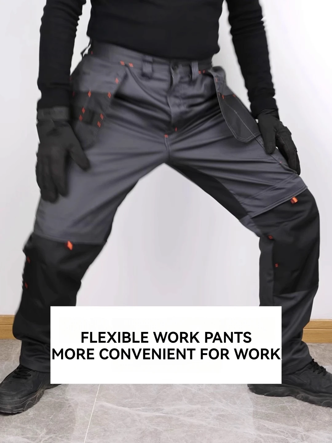 Ropa de trabajo elástica Pantalones de trabajo de carga para hombre Pantalones de trabajo de carga de utilidad táctica Ropa de trabajo Pantalones de trabajo de artesano definitivo Gris/Negro